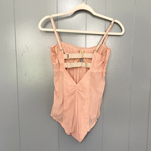 NEW Free People HAH Copper Rose Under The Wire Mesh Romantic Lingerie Bodysuit M - Picture 5 of 8